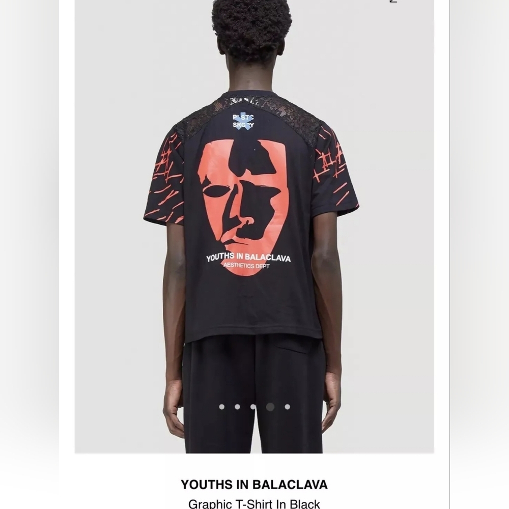 Youths in Balaclava Men's T-Shirt w Lace Trim Sz L/XL